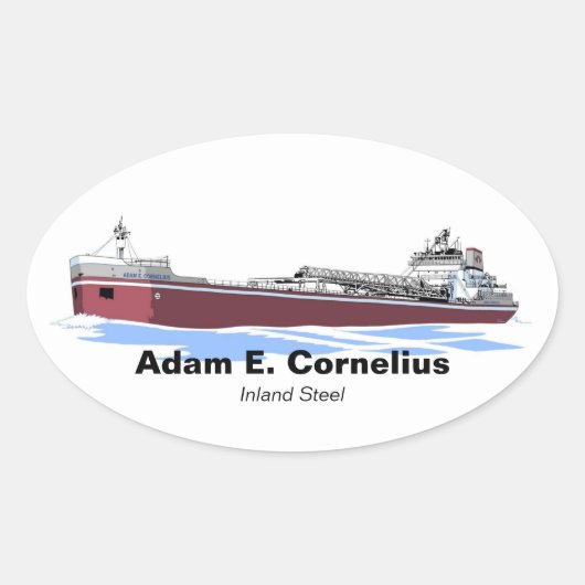 Grote Meren, vrachtschip Adam E. Cornelius (Inland Ovale Sticker (Voorkant)