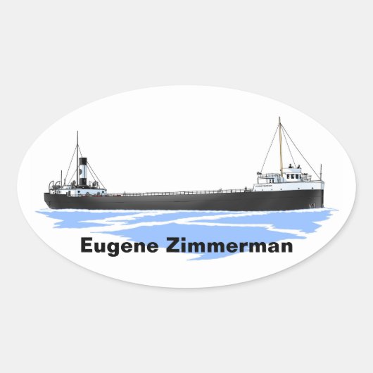 Grote Meren, vrachtschip Eugene Zimmerman Ovale Sticker (Voorkant)