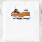 Grote meren vrachtschip Hon. James L. Oberstar Ovale Sticker (Tas)