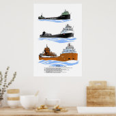 Grote meren, vrachtschip Kaye E. Barker history po Poster (Keuken)