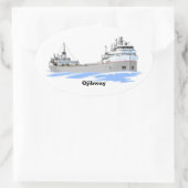 Grote Meren, vrachtschip Ojibway Ovale Sticker (Tas)