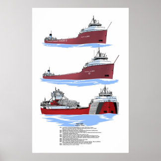 Grote meren, vrachtschip Philip R. Clarke geschied Poster