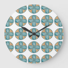 Grote  met Turquoise Flower Design Klok