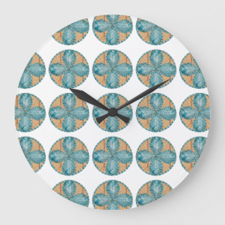 Grote  met Turquoise Flower Design Klok