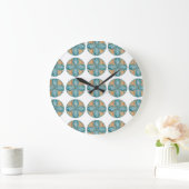 Grote  met Turquoise Flower Design Klok (Huis)