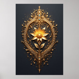 Grote Metalen Bloem Luxe voor Modern Wonen Poster