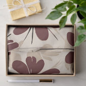 Grote Moderne Maroon Beige Wildflower Tissuepapier (Geschenk)