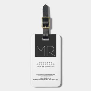 Grote moderne monogram Professional Bagagelabel