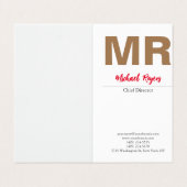 Grote moderne monogram Professional Visitekaartjes (Buitenkant ongevouwen)