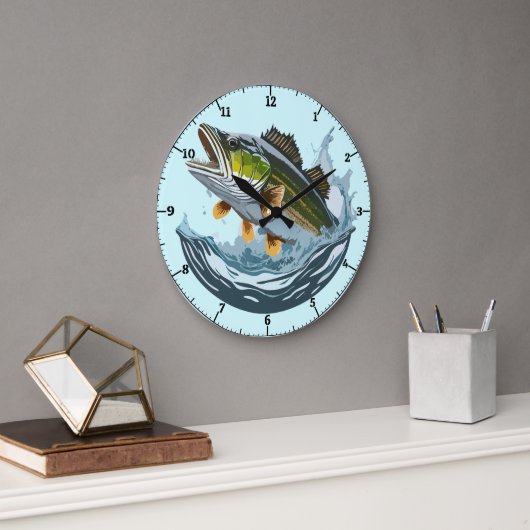 Grote Mond Bass Stricking Water Surface Clock Klok (Kantoor)