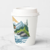 Grote Mond Bass Striking Water Surface Paper Cup Papieren Bekers (Achterkant)