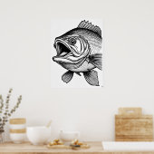 Grote mondbas - Fish Art Print (Keuken)