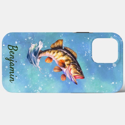 Grote mondbas springen uit het water Case-Mate iPhone case (Achterkant (horizontaal))