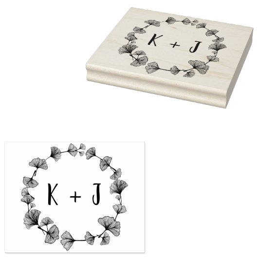 Grote Monogram bruiloft Rubberstempel (Gestempeld)
