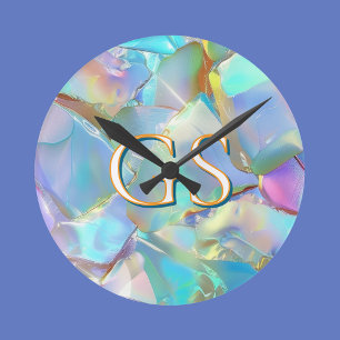 Grote monogram of naam op opaal ronde klok