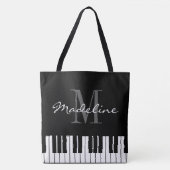 Grote monogram schouder-canvas tas met pianokleute (Voorkant)
