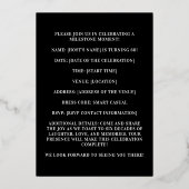 Grote Monogram Vet Geperst Goud 60ste Verjaardag Folie Uitnodiging (Achterkant)