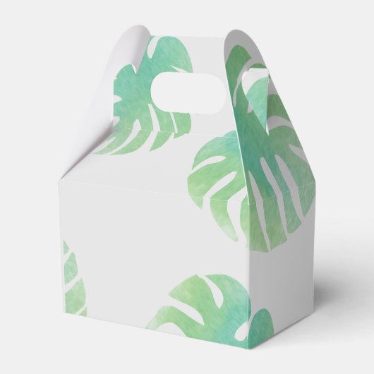 Grote Monstera Bladeren Groene Botanische Trouw Bedankdoosjes (Achterkant)