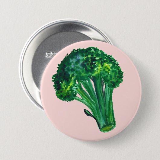 Grote mooie Broccoli roze Ronde Button 7,6 Cm (Voorkant /achterkant)