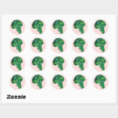 Grote mooie Broccoli roze Ronde Sticker (Vel)