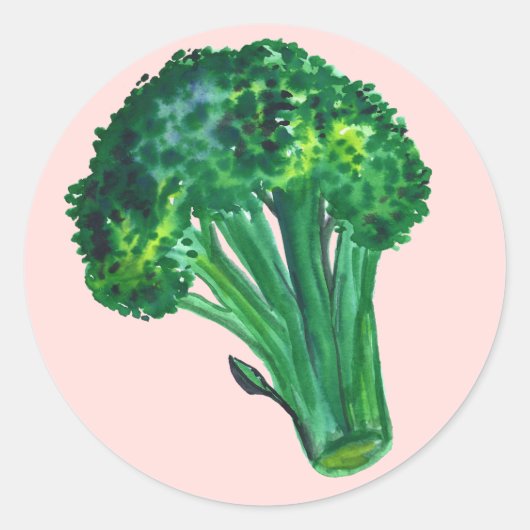 Grote mooie Broccoli roze Ronde Sticker (Voorkant)