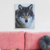 Grote mooie grijze wolf in het wild canvas afdruk (Insitu (Woonkamer))