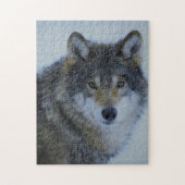 Grote mooie grijze wolf in het wild legpuzzel (Verticaal)