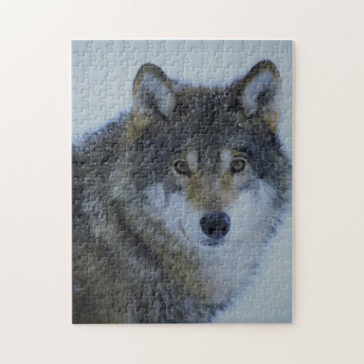 Grote mooie grijze wolf in het wild legpuzzel (Verticaal)