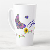Grote mooie vlinders en bloemen latte Mok (Linkerhoek)
