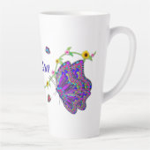 Grote mooie vlinders en bloemen latte Mok (Rechts)