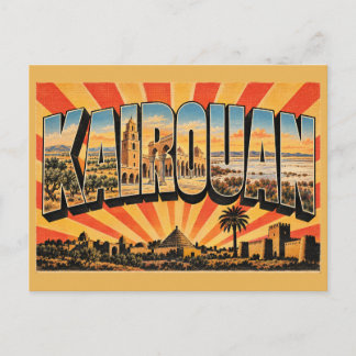Grote Moskee van Kairouan Steppe Vintage Reis Kuns Briefkaart