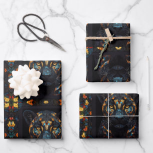 Grote Mozaïek Glas in lood Black Cat Inpakpapier Vel