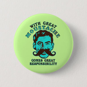Grote Mustache Ronde Button 5,7 Cm