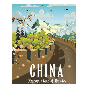 Grote muur van China reisposter Foto Afdruk