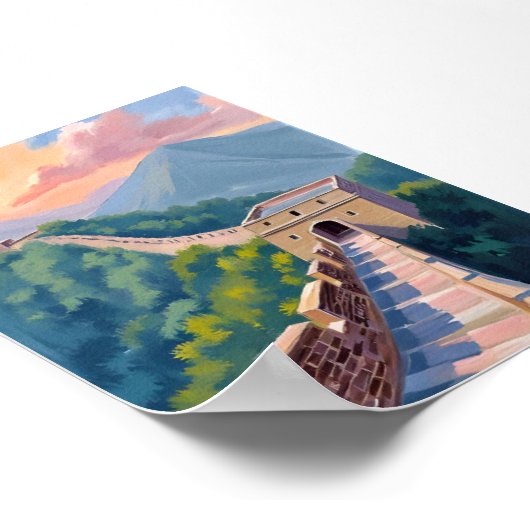 Grote Muur van China | reisschilderij Poster (Hoek)