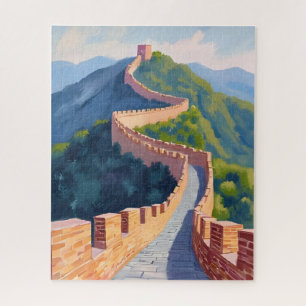 Grote Muur van China Schilderen Aquarel Legpuzzel