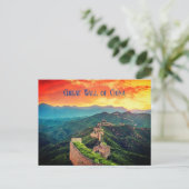 Grote Muur van China zonsondergang gestileerd Briefkaart (Staand voorkant)