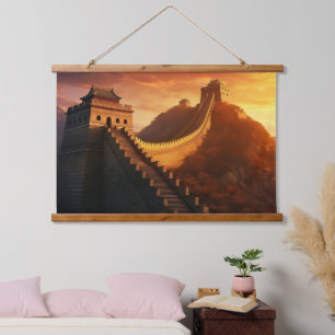 Grote Muur van China Zonsondergang - Majestic Hangend Wandkleed