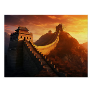 Grote Muur van China Zonsondergang - Majestueus Az Perfect Poster