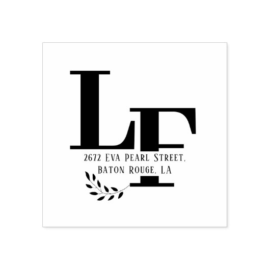 Grote naam Initiaal bladeren bruiloft Rubberstempel (Afrduk)