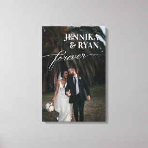 Grote Namen Witte Overlay Trouwfoto Canvas Afdruk
