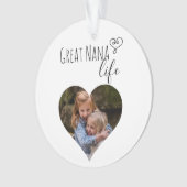 Grote Nana Life Grootmoeder Foto Hart Gift Ornament (voorkant)