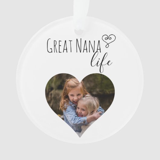 Grote Nana Life Grootmoeder Foto Hart Gift Ornament (voorkant)