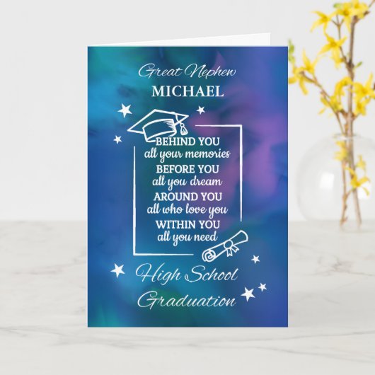 Grote neef personaliseert Afstuderen op de middelb Kaart (Gele Bloem)