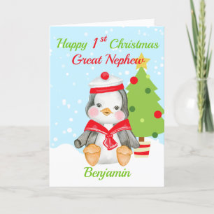 Grote Nephew 1e kerst Schattigee pinguïn Feestdagen Kaart