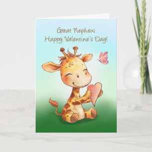 Grote Nephew Valentijn Schattige Happy Giraffe Har Kaart