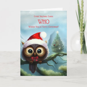 Grote Nephew Vrolijk Kerstfeest Schattigee Uil Kaart