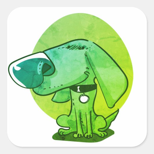 Grote neus grappige hond cartoon vierkante sticker (Voorkant)
