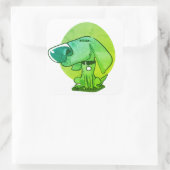 Grote neus grappige hond cartoon vierkante sticker (Tas)