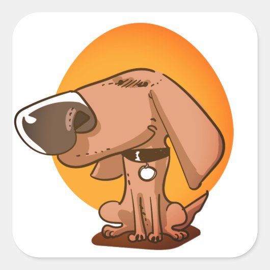 Grote neus grappige hond cartoon vierkante sticker (Voorkant)